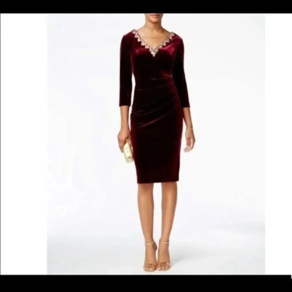 Alex Evenings. Velvet Embellished sheat dress